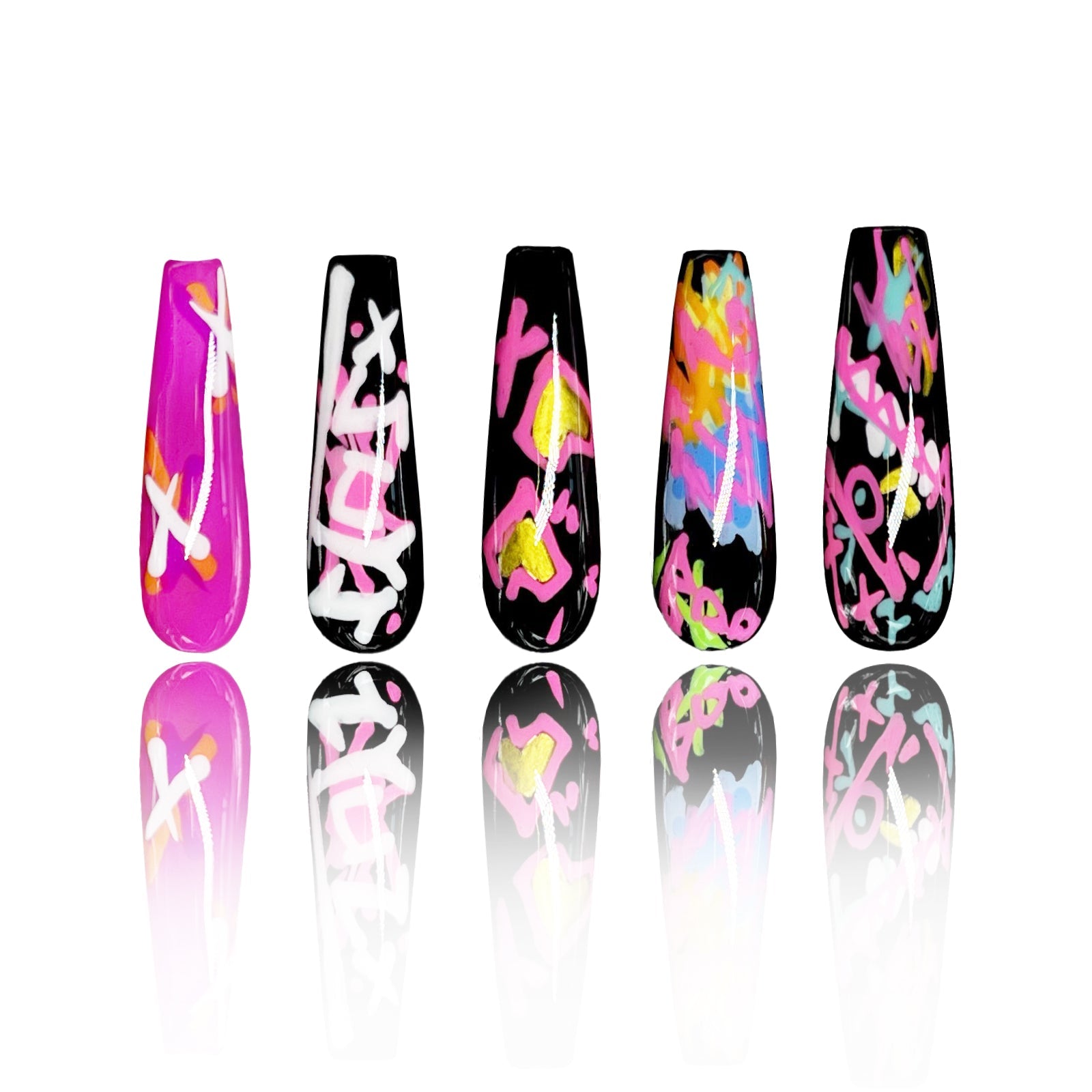 Siva Nail, Neon Groove, Style Graffiti, Ongles à coller faits main