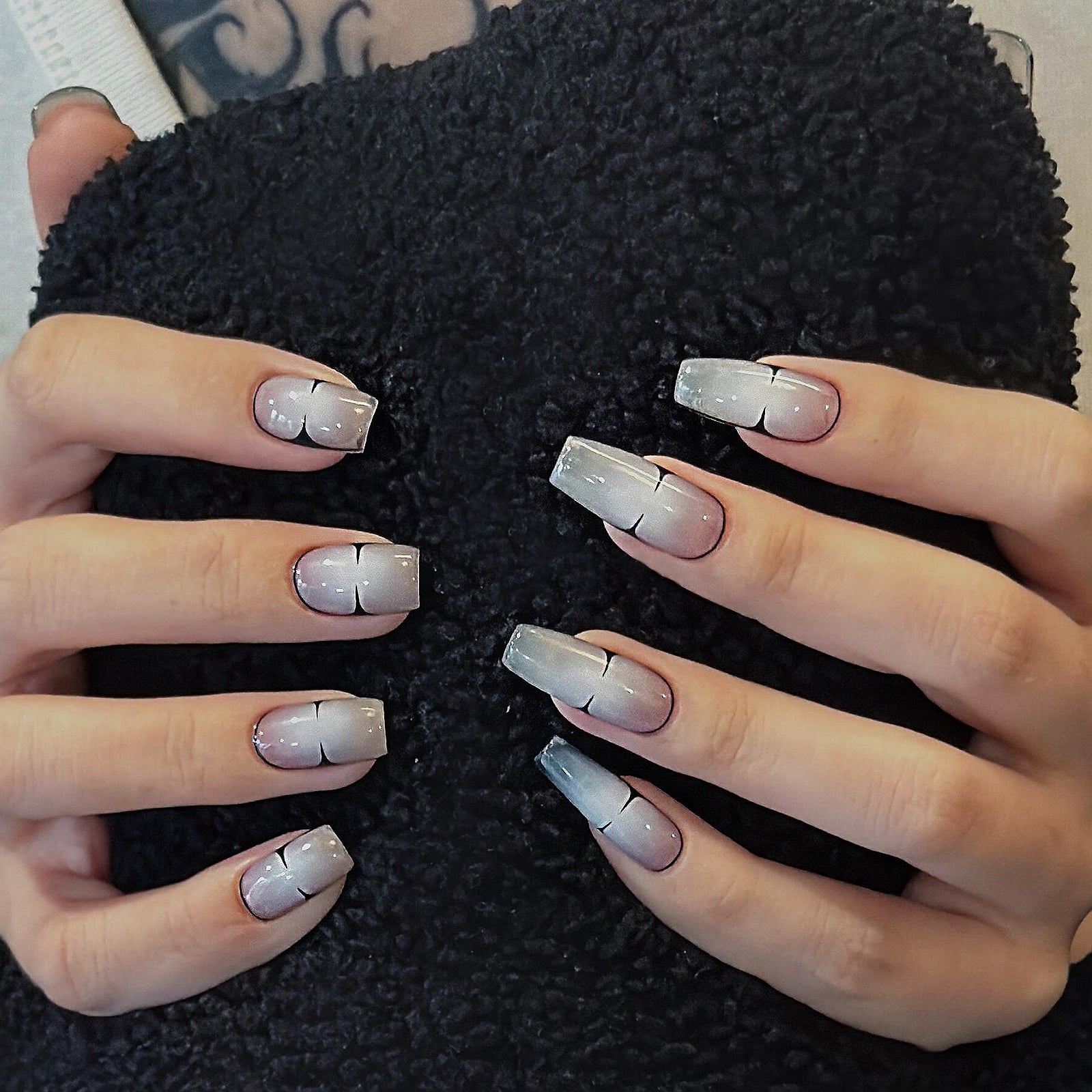 Siva Nail, Silver Storm, Géométrie moderne, Ongles à coller faits main