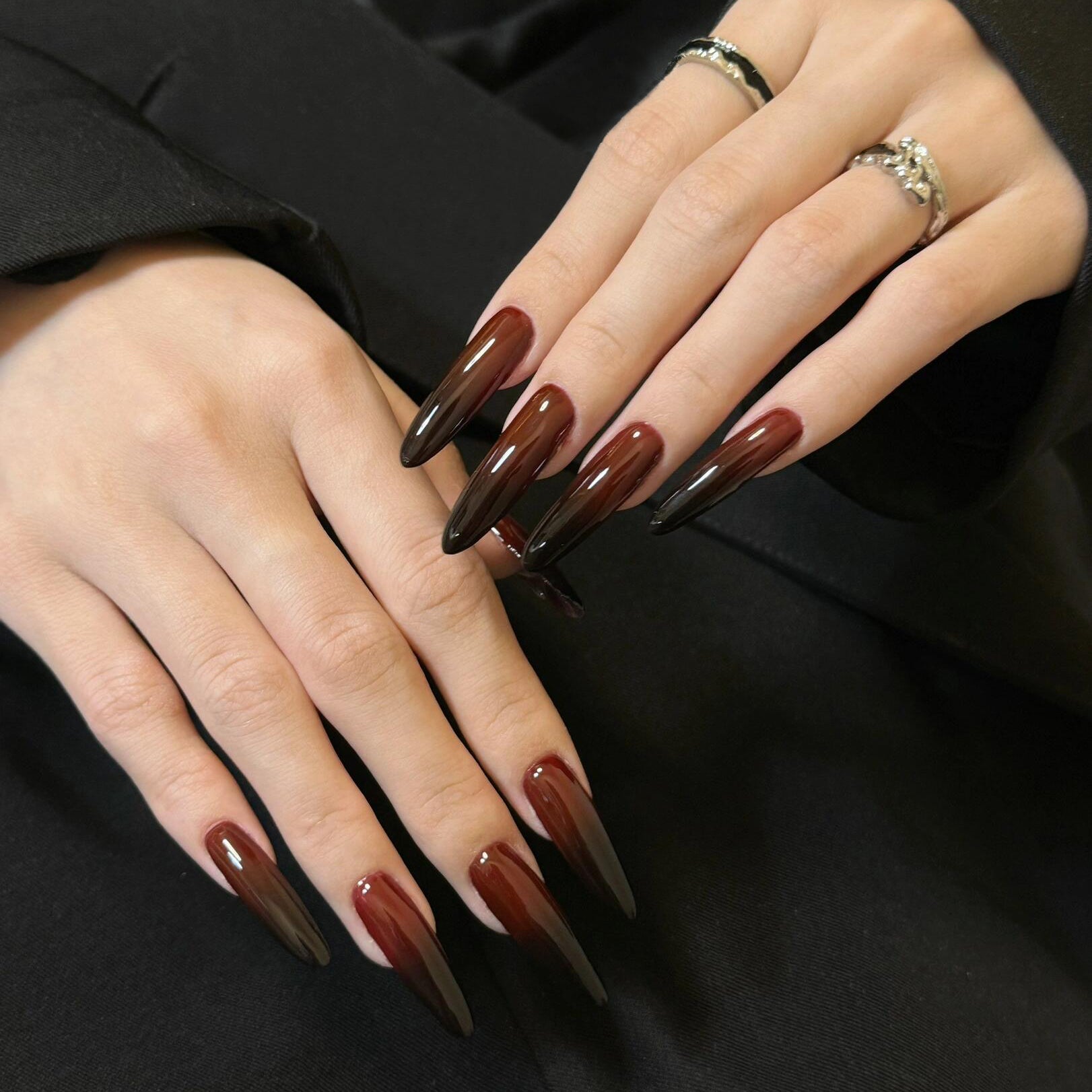 Siva Nail, Fade (Rouge), Simple Winter Ombre, Ongles à coller faits main