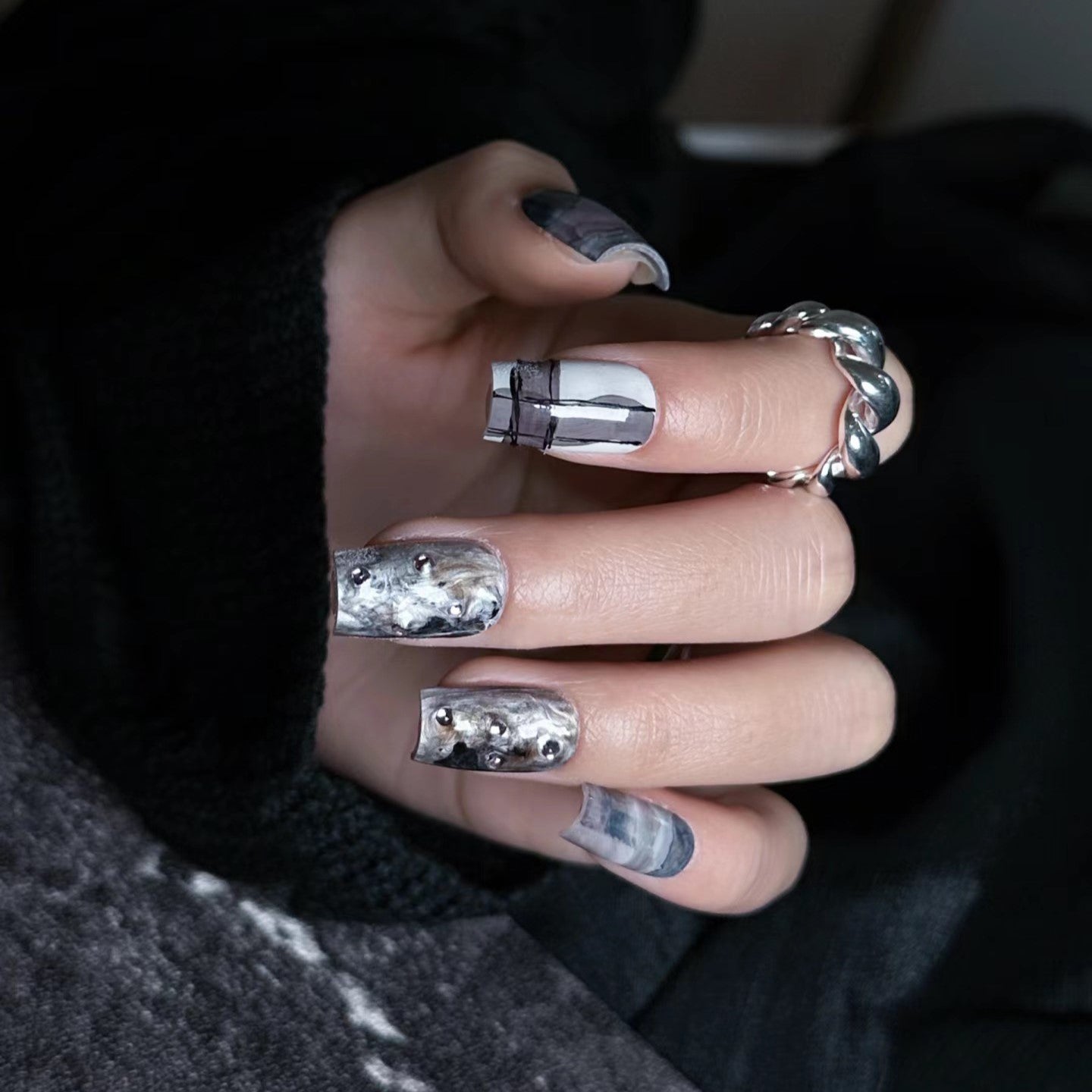 Siva Nail, Frost Echo, faux ongles faits main pour l'hiver