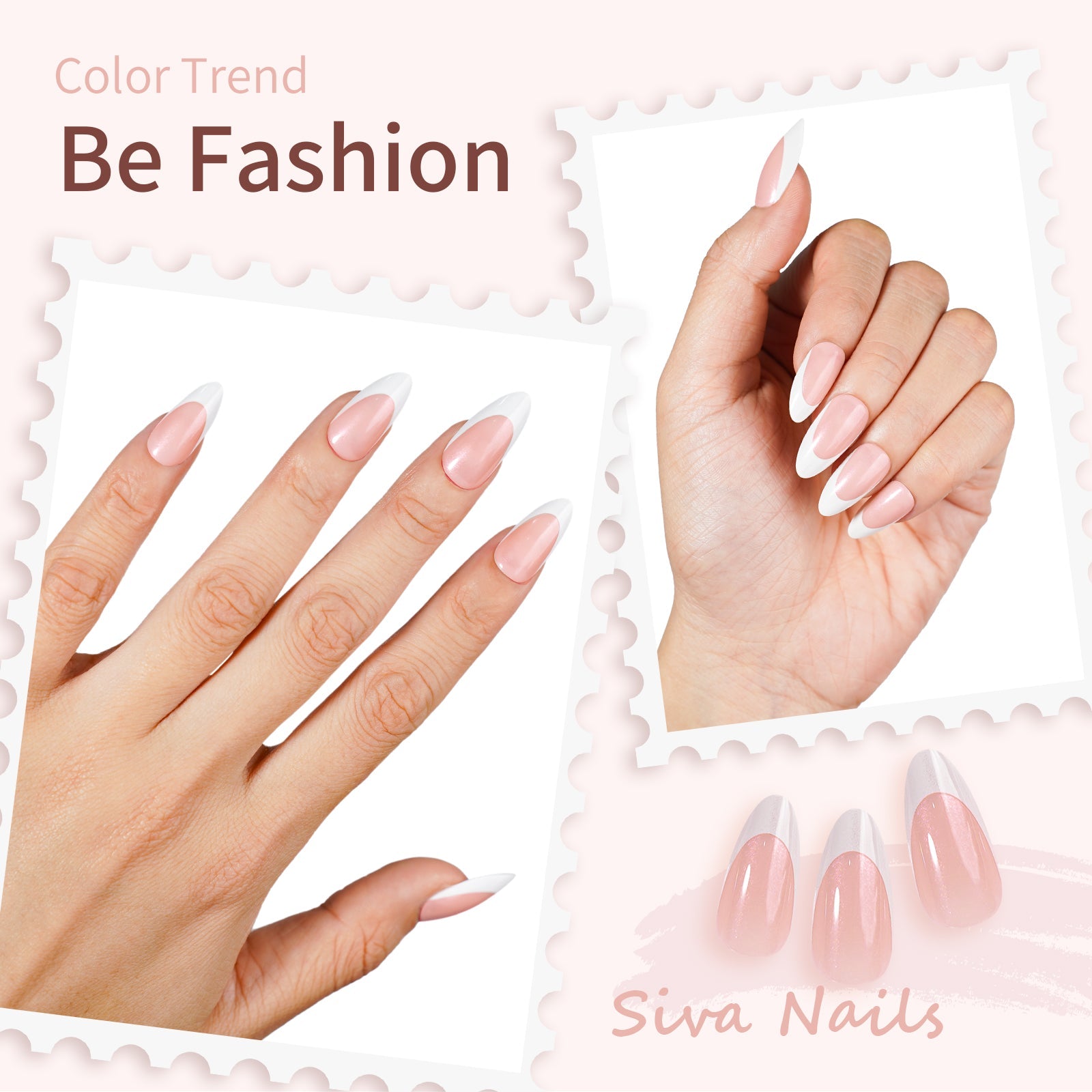 Siva Nail, Radiant Veil, 24 pièces à coller sur les ongles French Tip