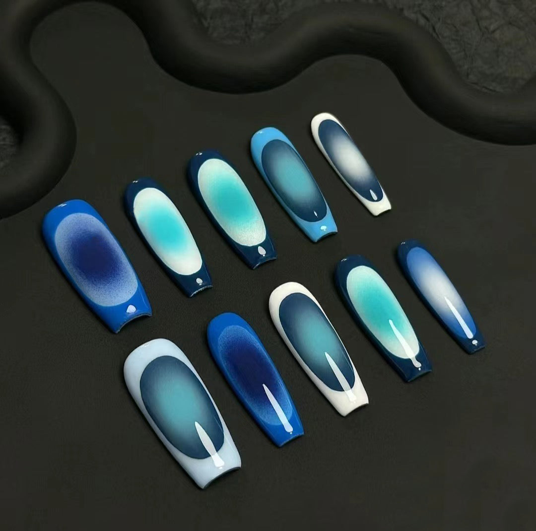 Siva Nail, Summer Ocean, Ongles à coller tranquilles faits main