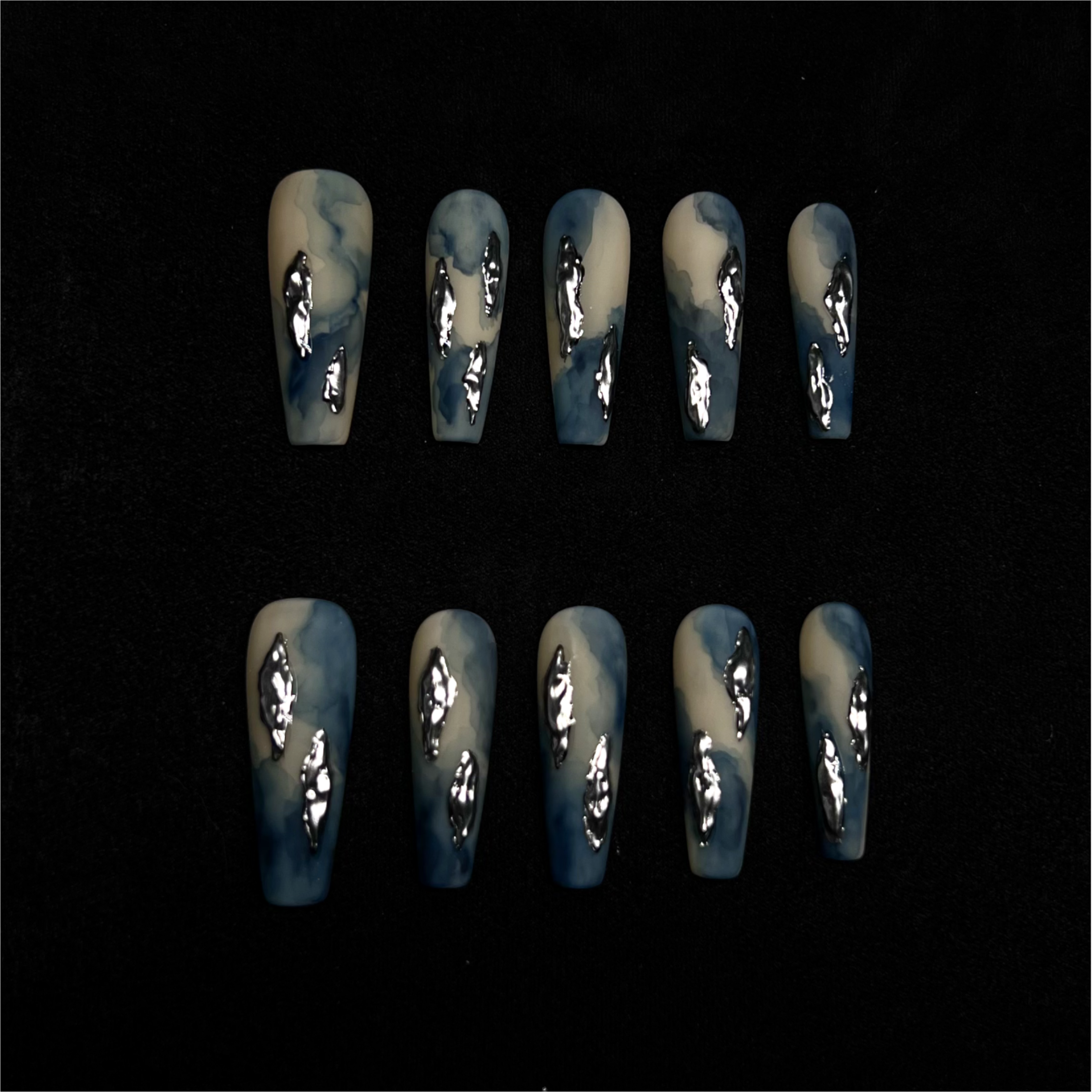 Siva Nail, Denim, Ongles à coller faits main de style artistique