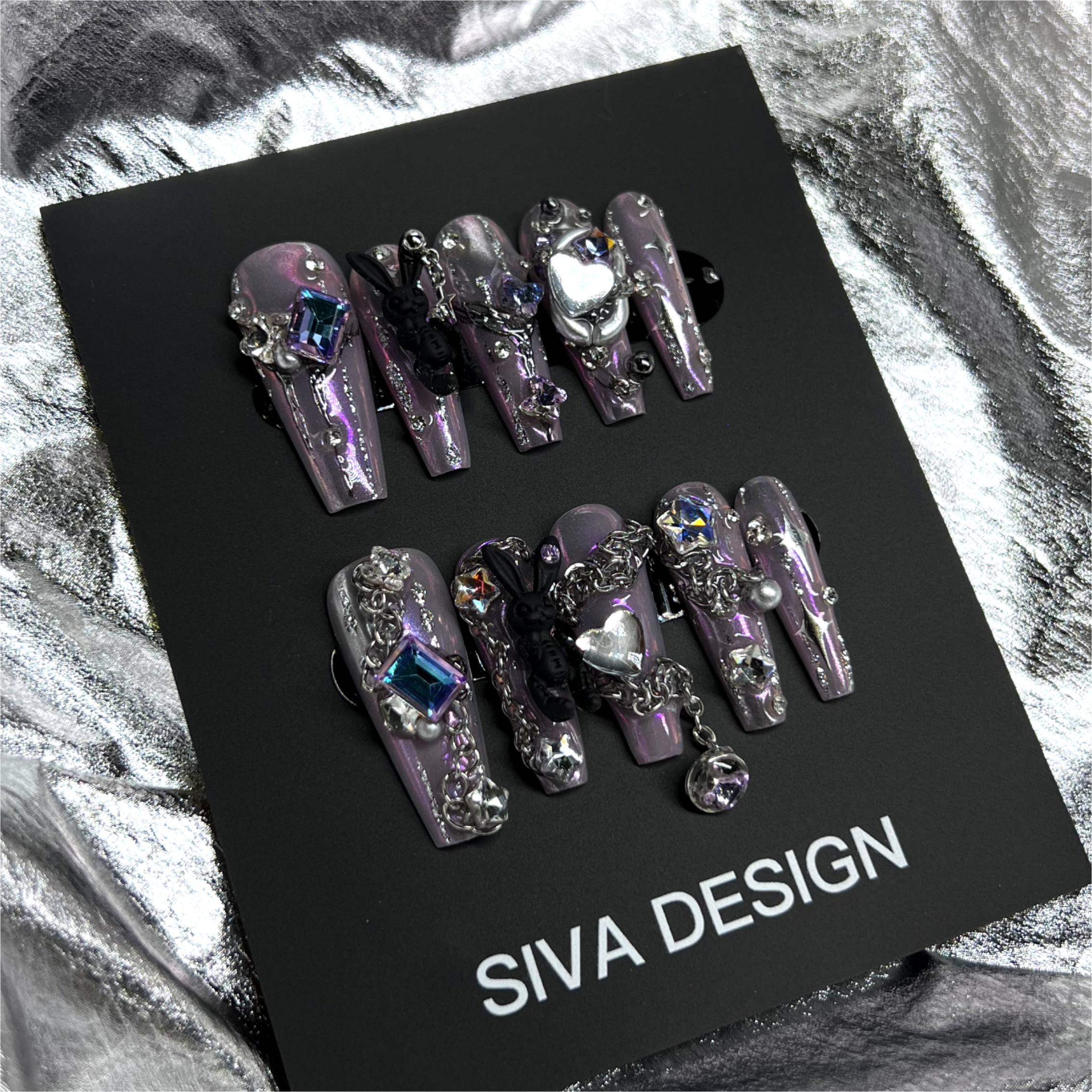 Siva Nail, Rabbit (Violet), Ongles à coller chics faits main