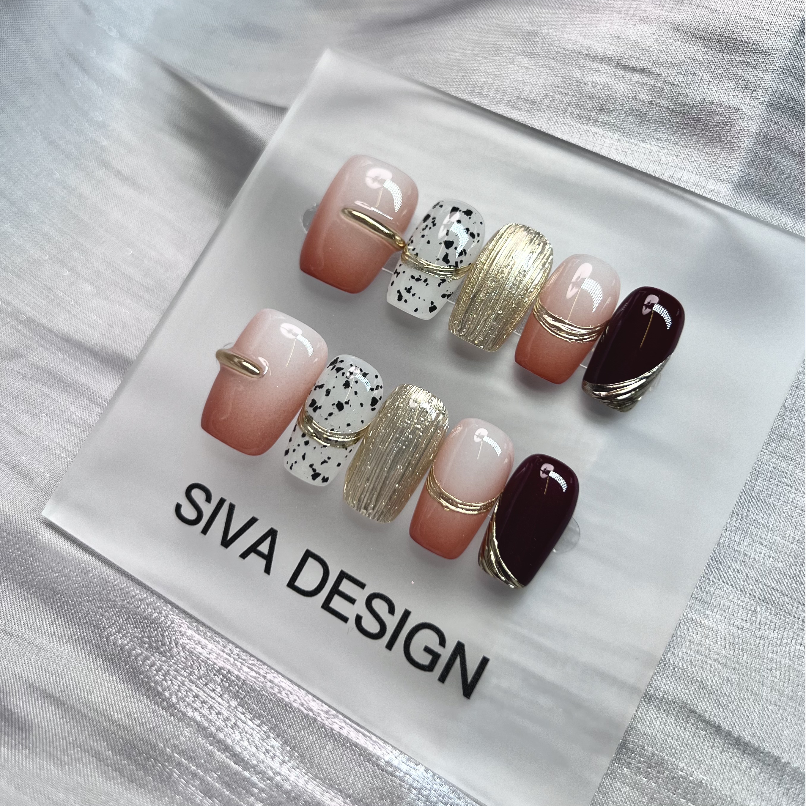 Siva Nail, Pixie Dust Delight, Fusion élégante, Ongles pressés faits main