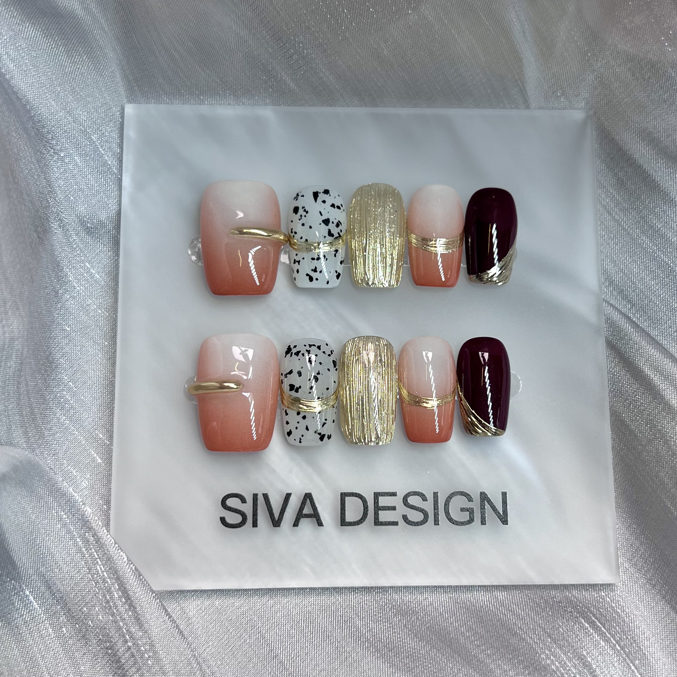 Siva Nail, Pixie Dust Delight, Fusion élégante, Ongles pressés faits main