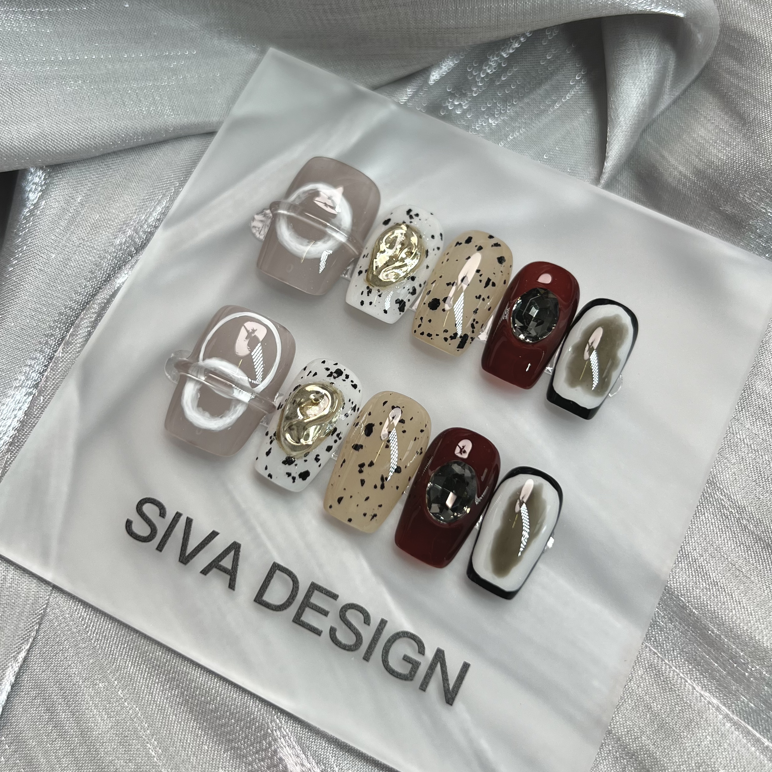 Siva Nail, Scène de luxe, Art moderne, Ongles pressés faits main