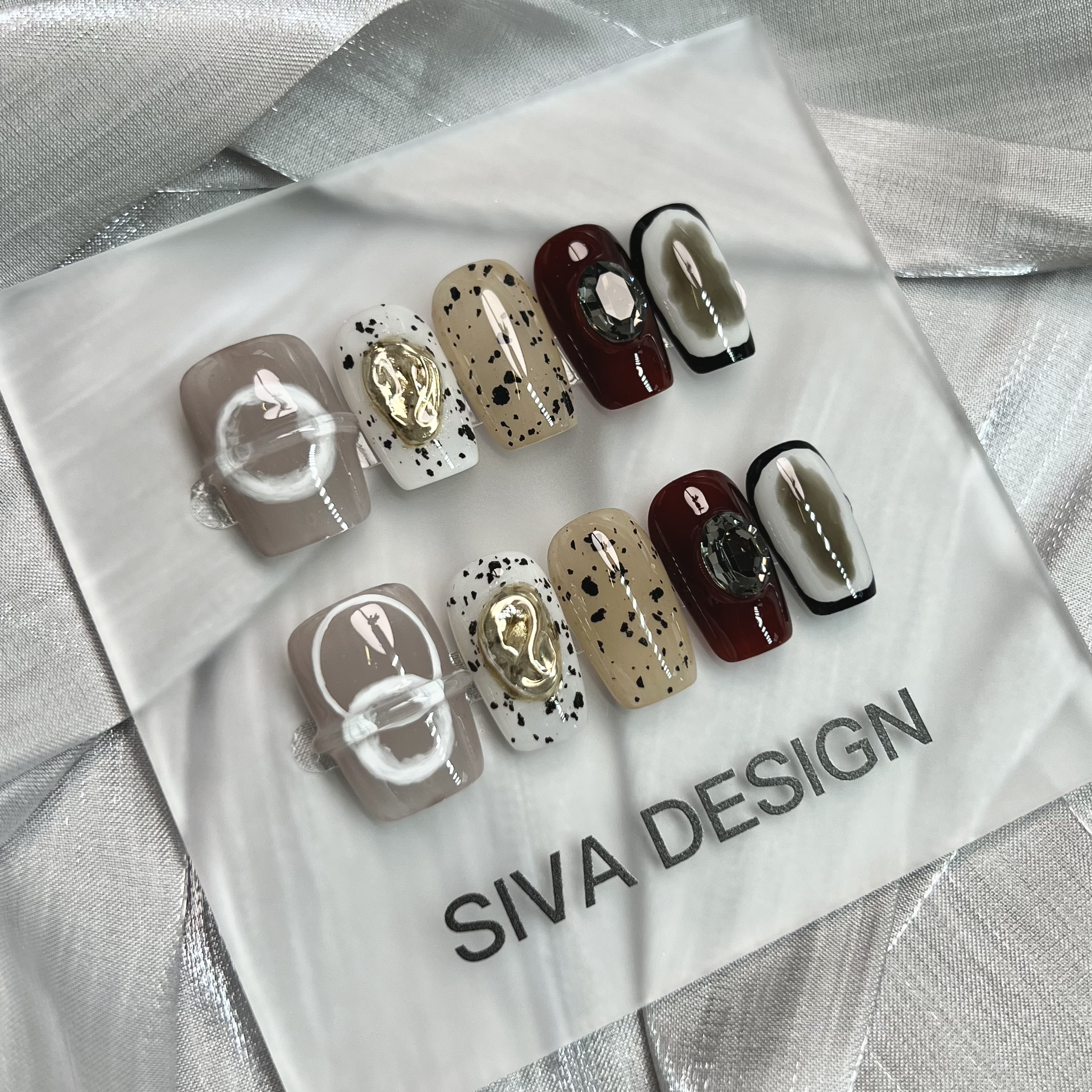 Siva Nail, Scène de luxe, Art moderne, Ongles pressés faits main