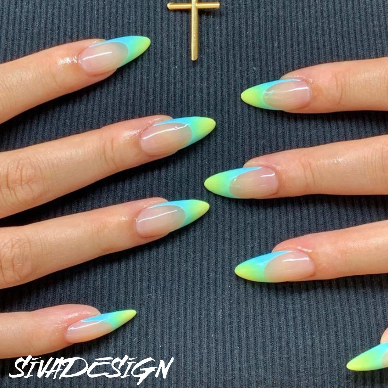 Siva Nail, Tropical Ripple, Vibrant Summer, Ongles à coller faits main