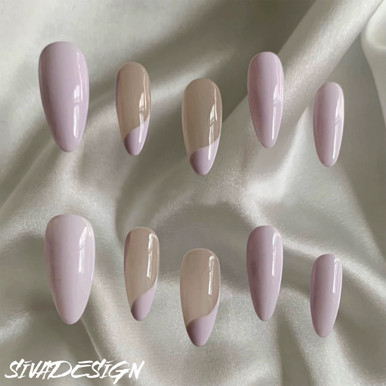 Siva Nail, Lavender Serenity, ongles pressés minimalistes faits main