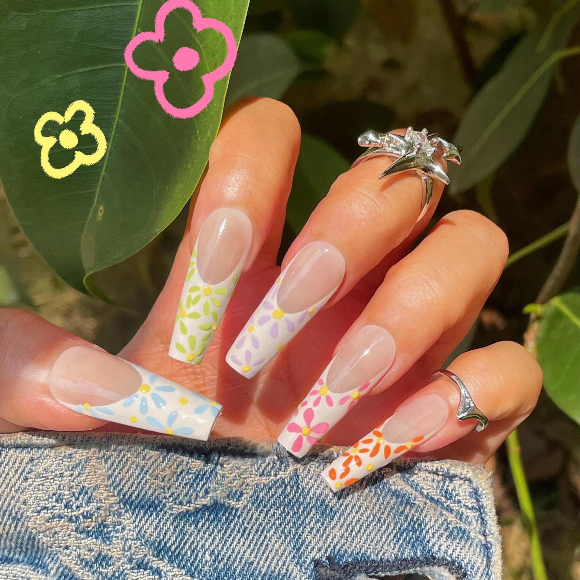 Siva Nail, Springtime Sonata, Floral vibrant, Ongles à coller faits main