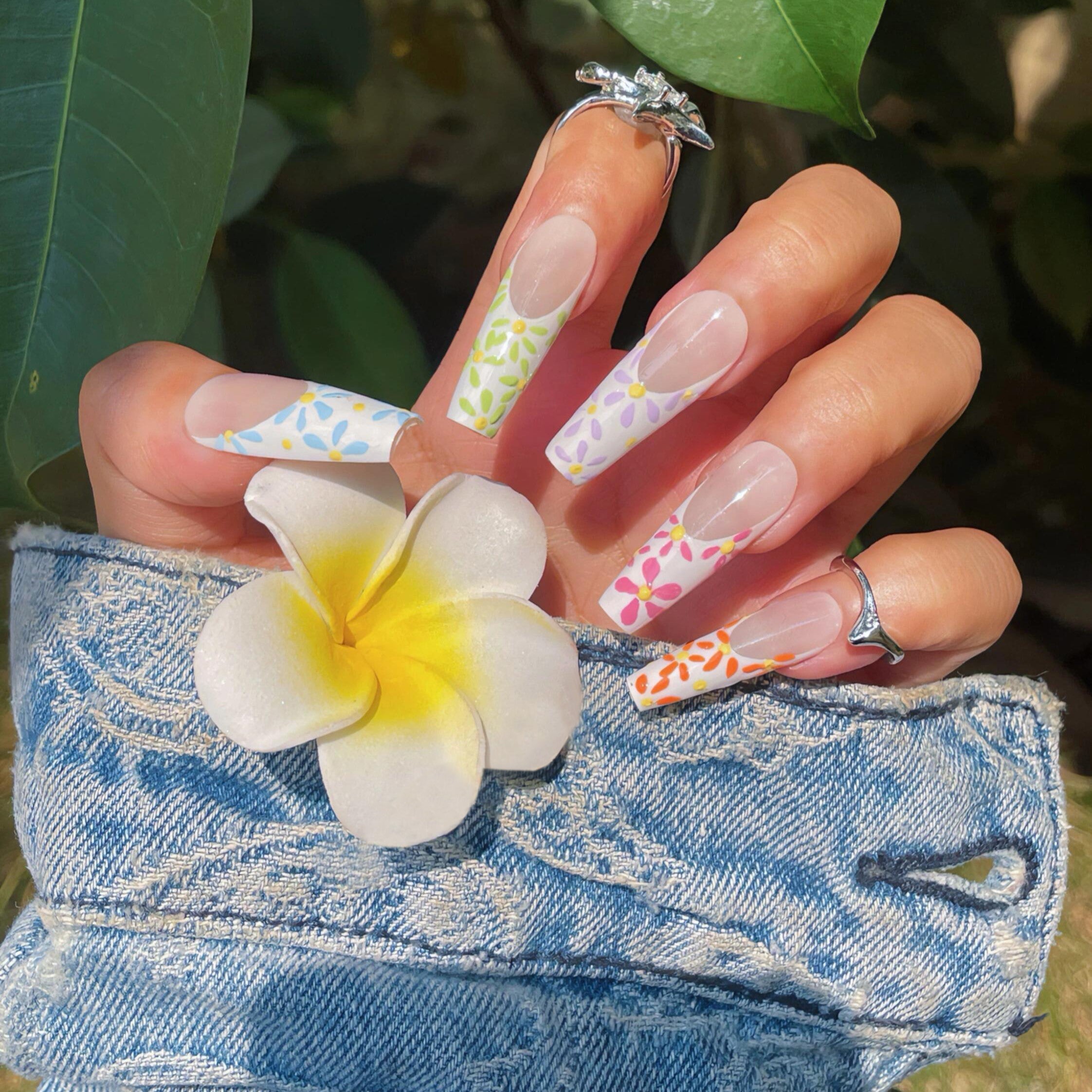 Siva Nail, Springtime Sonata, Floral vibrant, Ongles à coller faits main