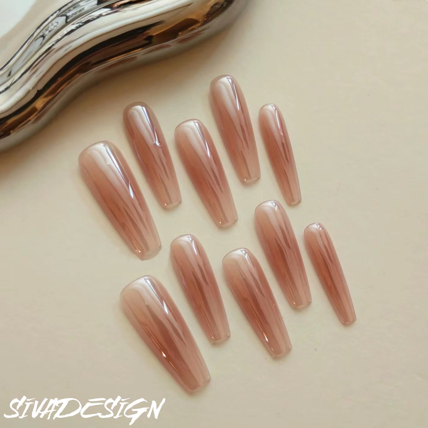 Siva Nail, Shine, Fall Ombre, Ongles à coller faits main en acrylique