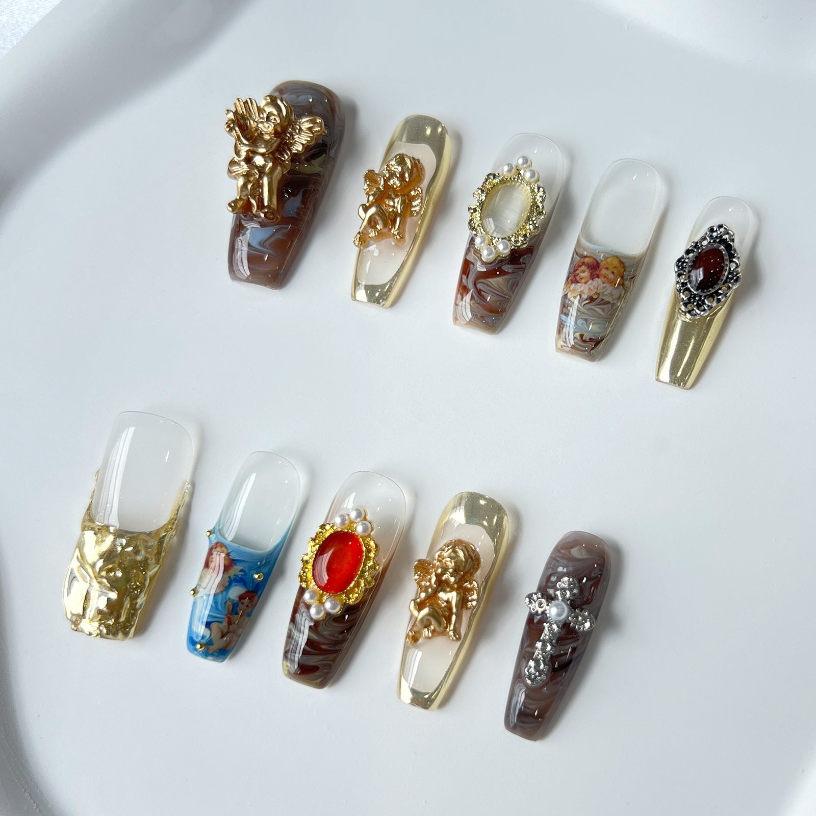 Siva Nail, Royal Opulence, Vintage Baroque, Ongles à coller faits main