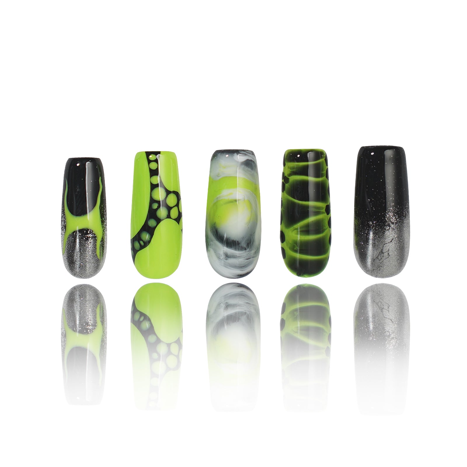 Siva Nail, Neon Venom, Cyberpunk moderne, ongles pressés faits main