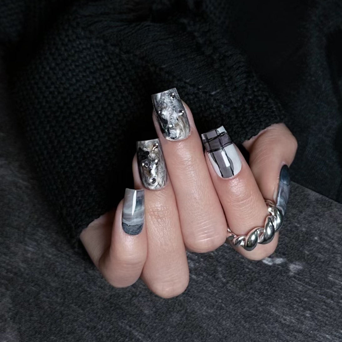 Siva Nail, Frost Echo, faux ongles faits main pour l'hiver