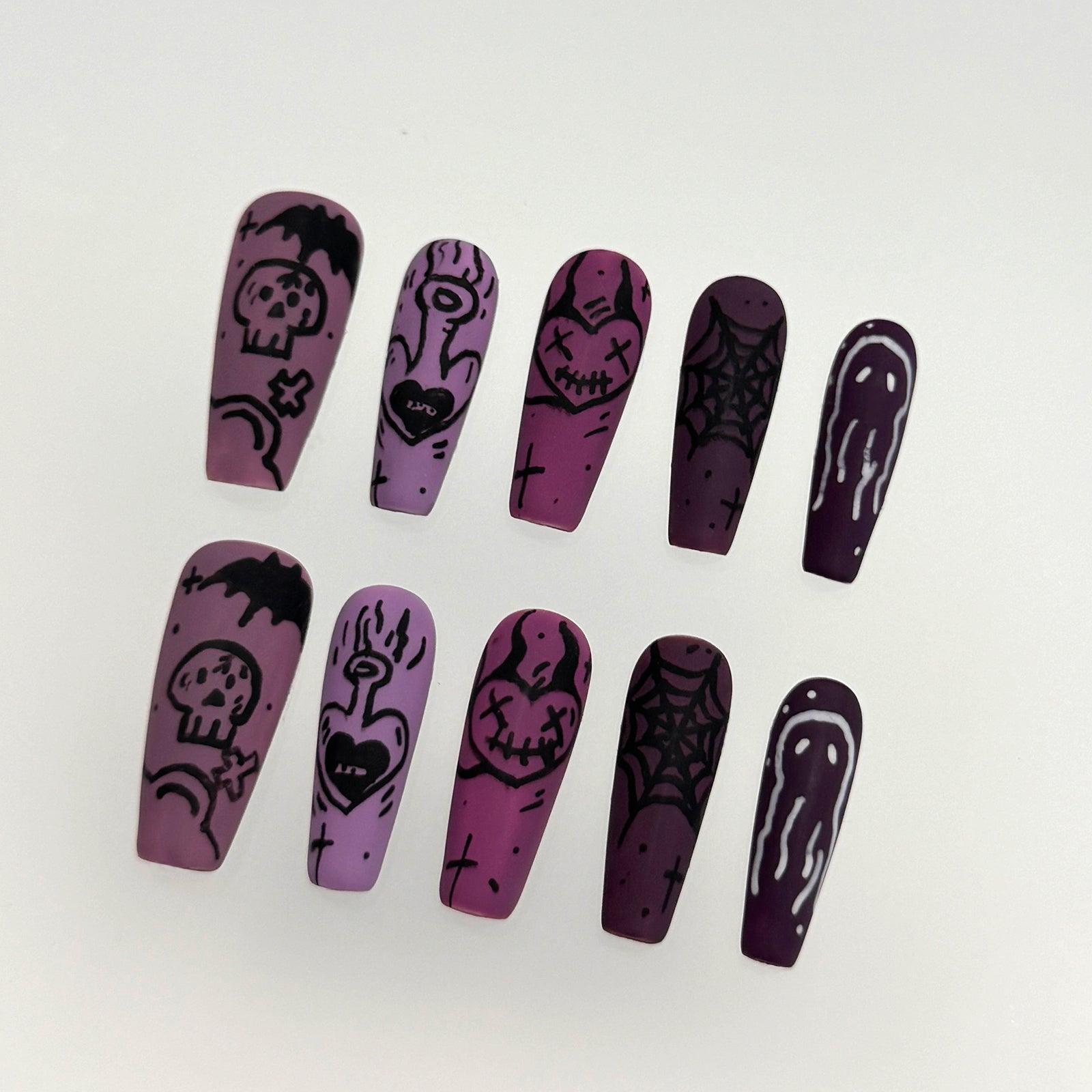 Siva Nail, Glyphes effrayants, ambiance Halloween, faux ongles faits main