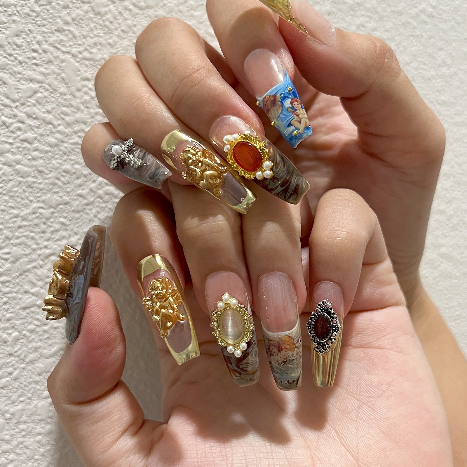 Siva Nail, Royal Opulence, Vintage Baroque, Ongles à coller faits main