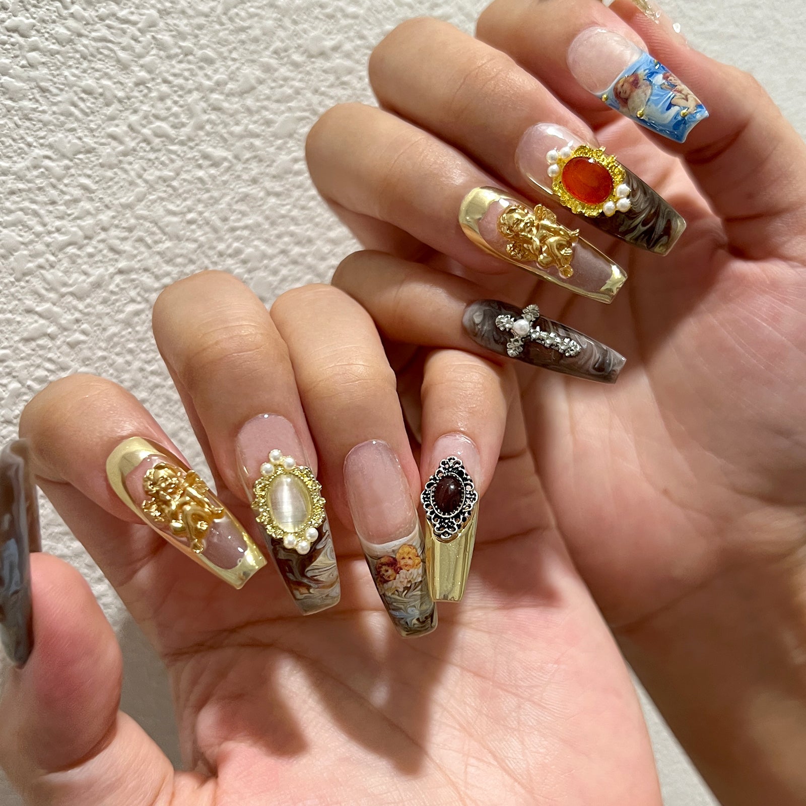 Siva Nail, Royal Opulence, Vintage Baroque, Ongles à coller faits main