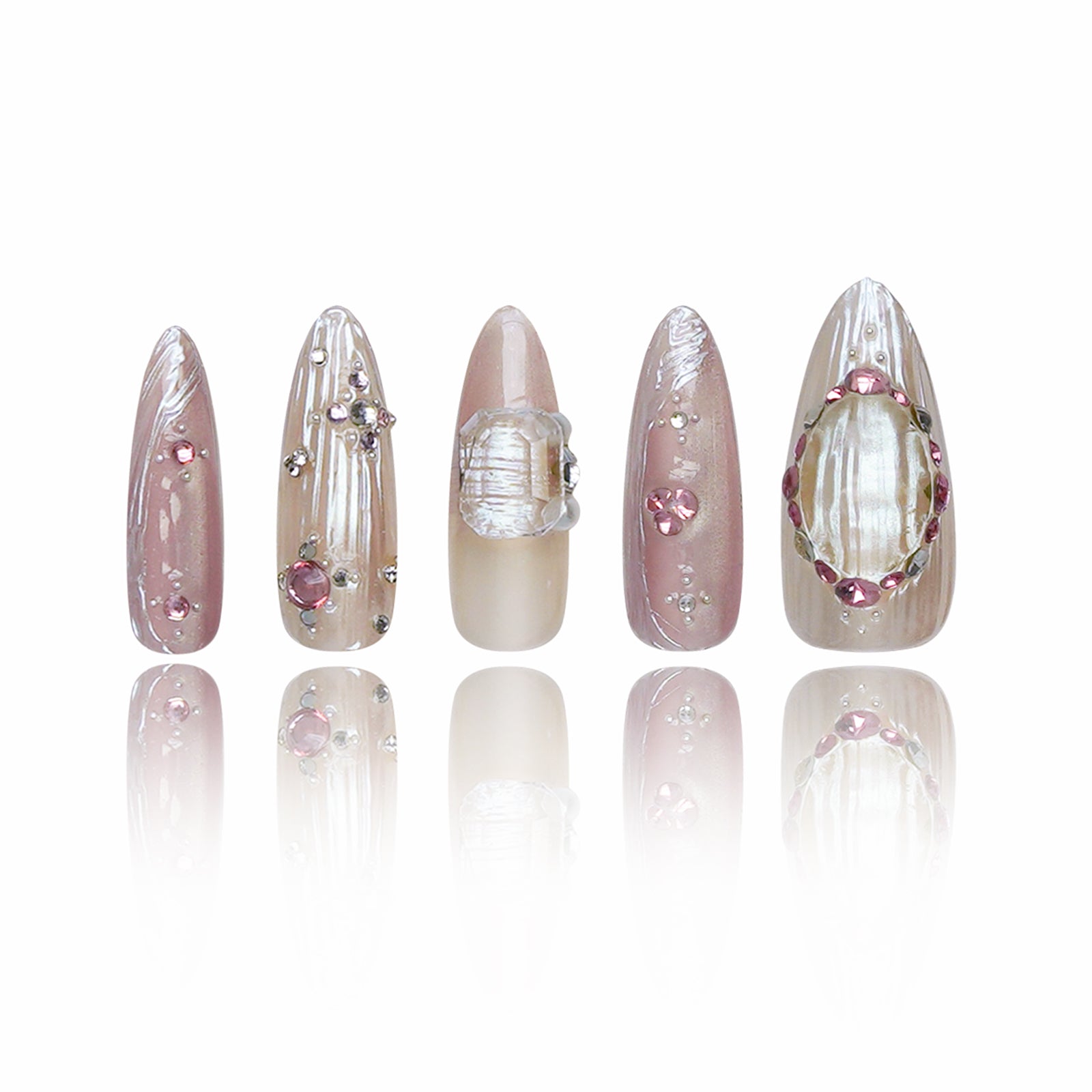 Siva Nail, Royal Pearl, Élégance luxueuse, Ongles pressés faits main