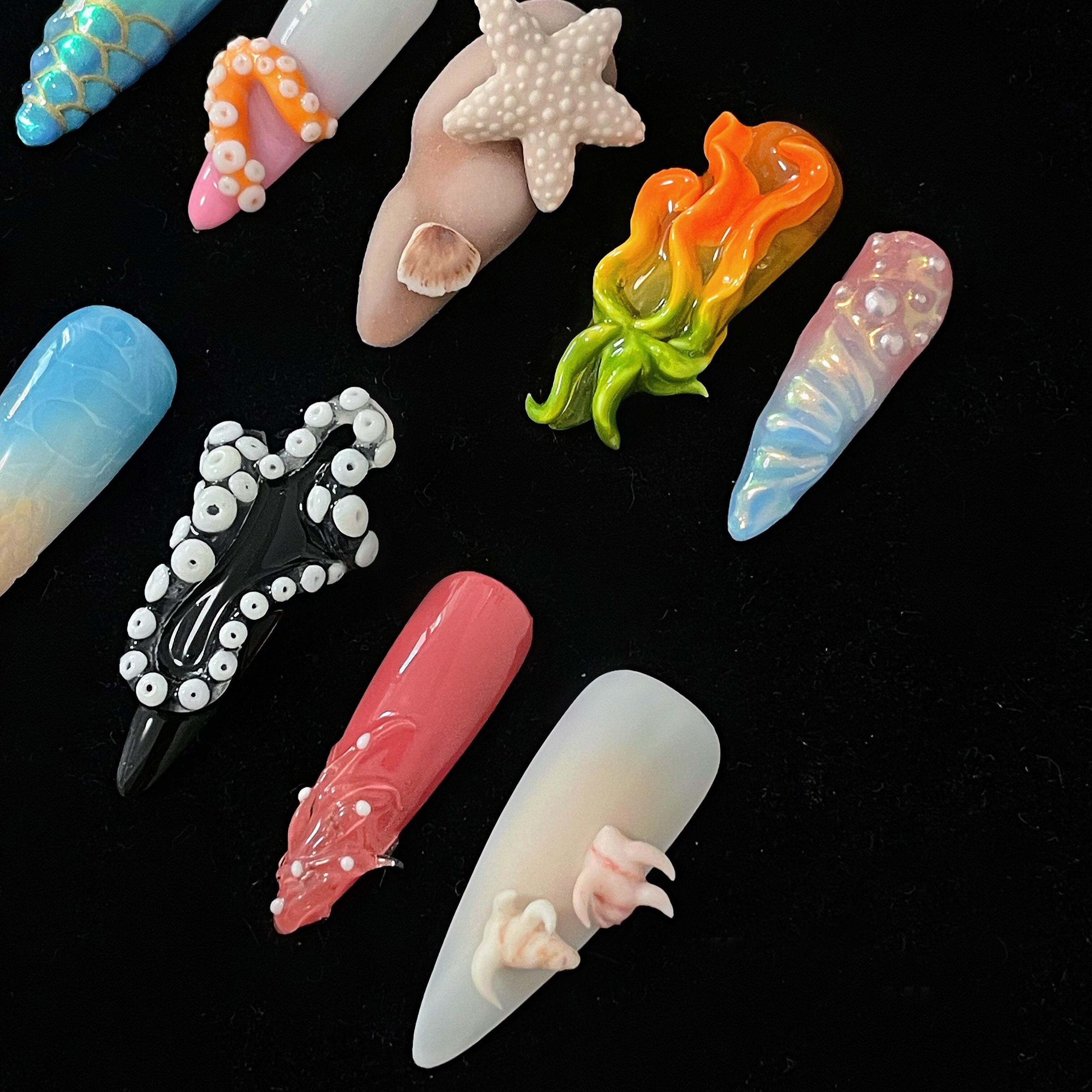 Siva Nail, Seashell Dream, inspiré de l'océan, ongles à coller faits à la main