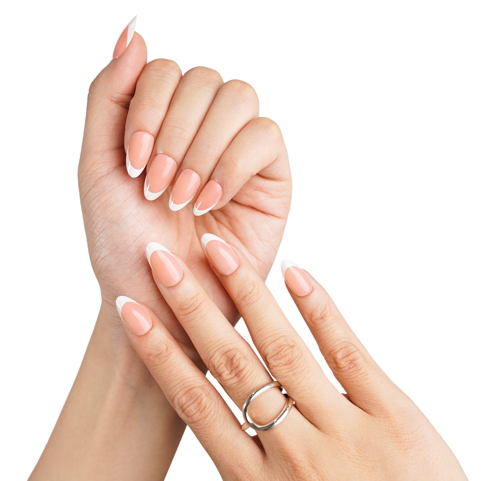 Siva Nail, voile de soie, 32 pièces à presser sur les ongles French Tip