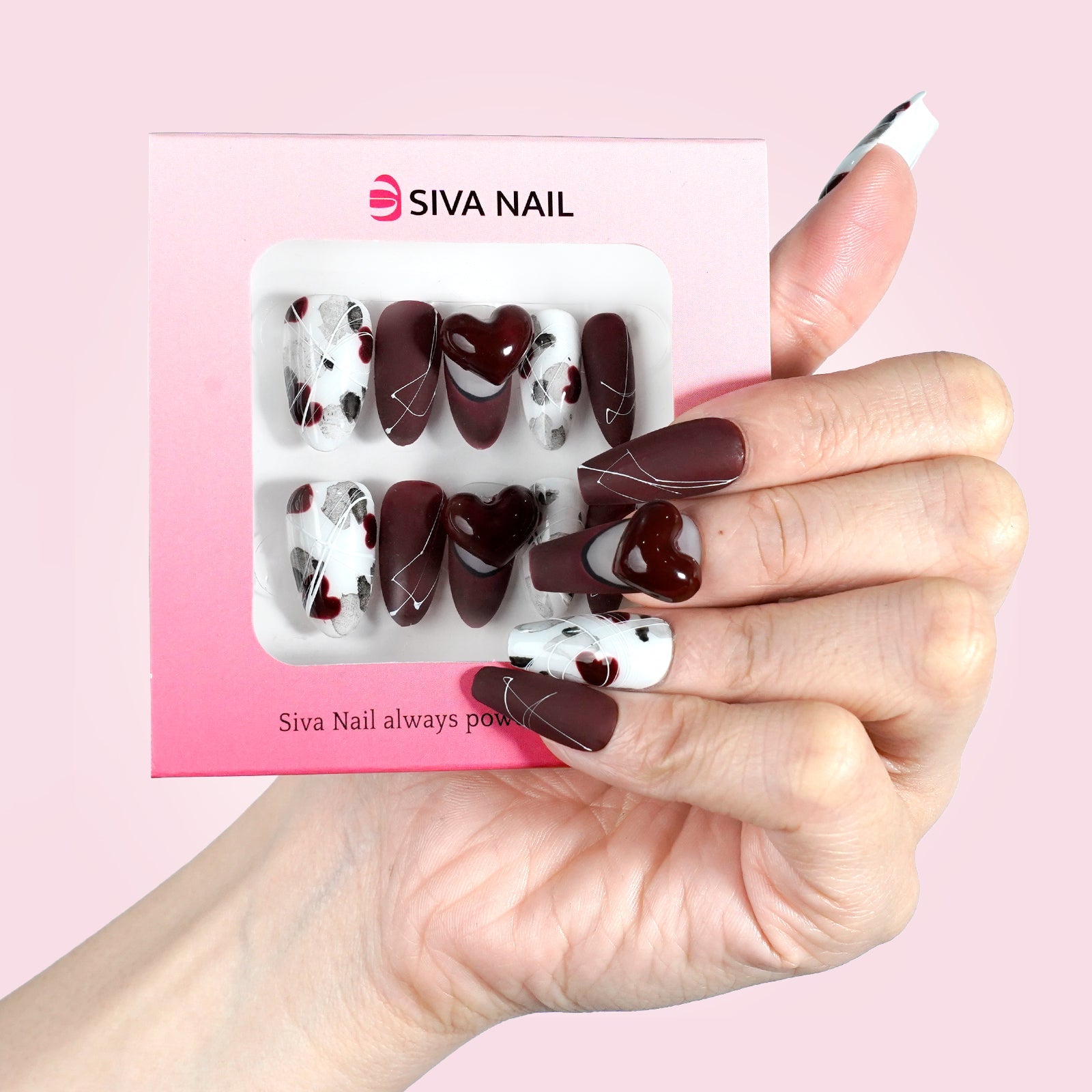 Siva Nail, Crimson Romance, faux ongles pour la Saint-Valentin