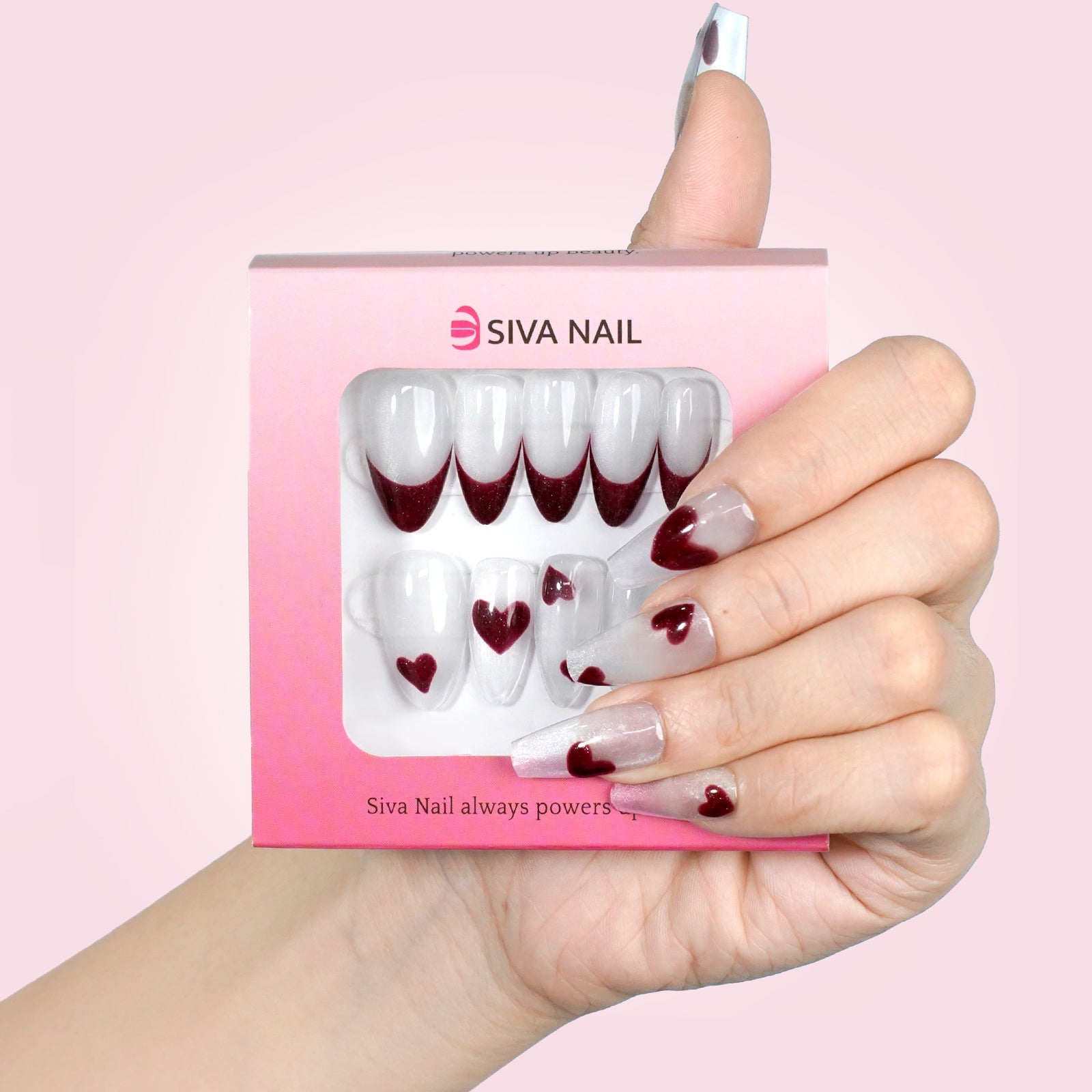 Siva Nail, Crimson Love, faux ongles pour la Saint-Valentin