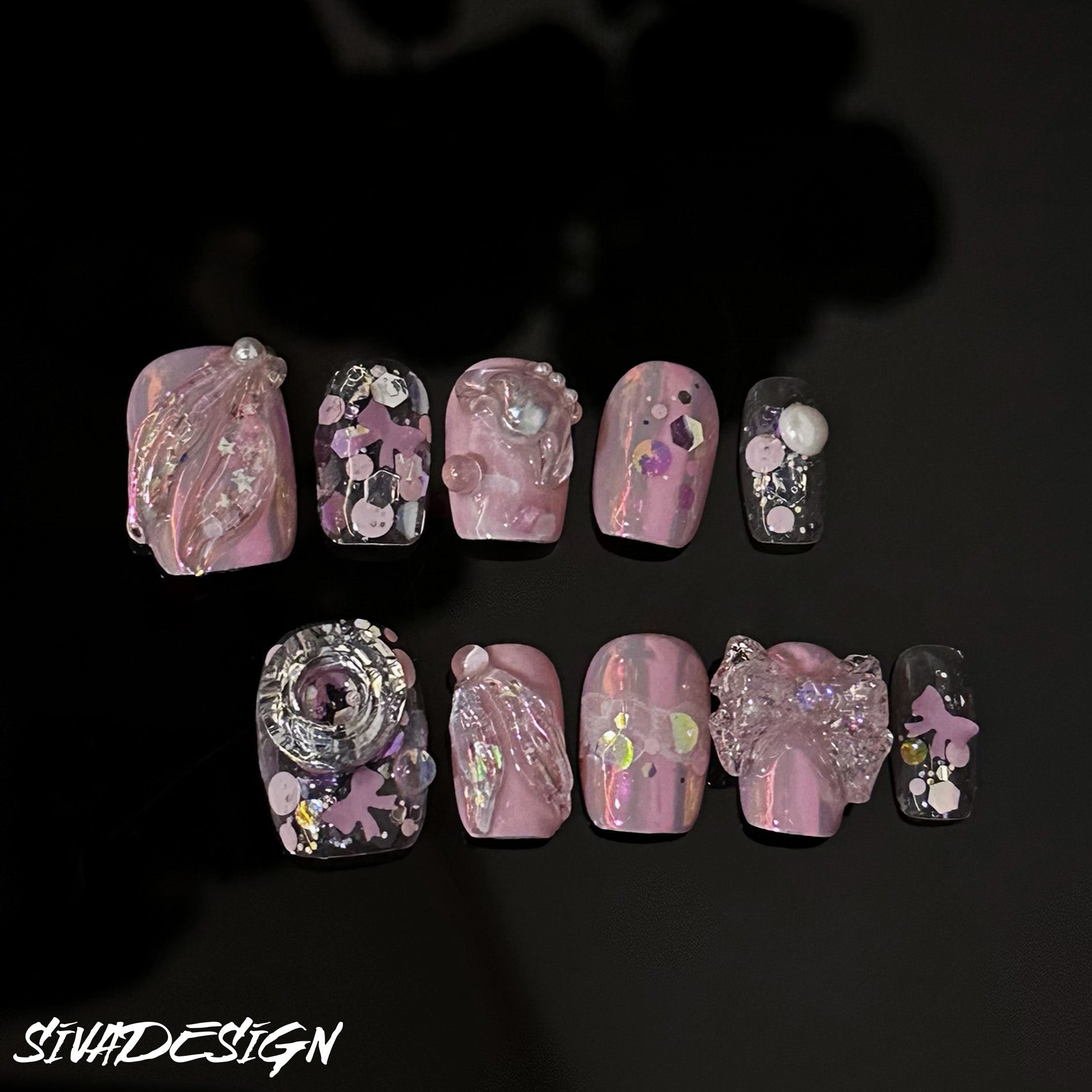 Siva Nail, Bubblegum Bliss, faux ongles ludiques