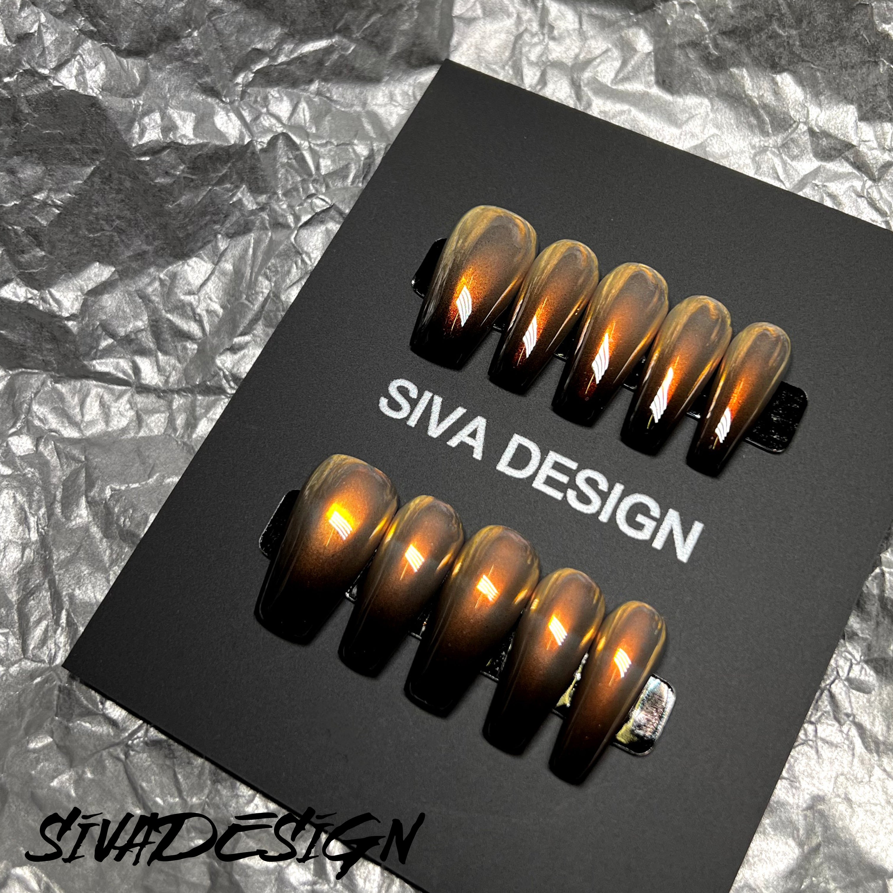 Siva Nail, Fade (Gold), Simple Winter Ombre, Ongles à coller faits main