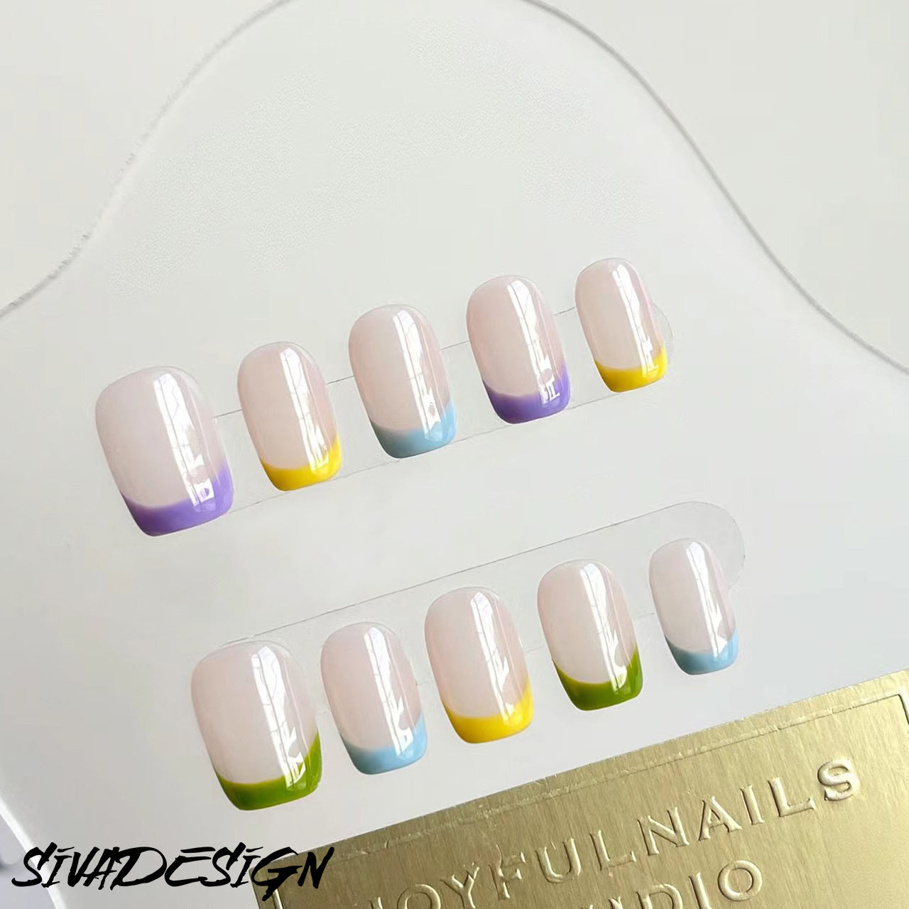 Siva Nail, Pastel Horizons, Charme coloré, Ongles pressés faits main