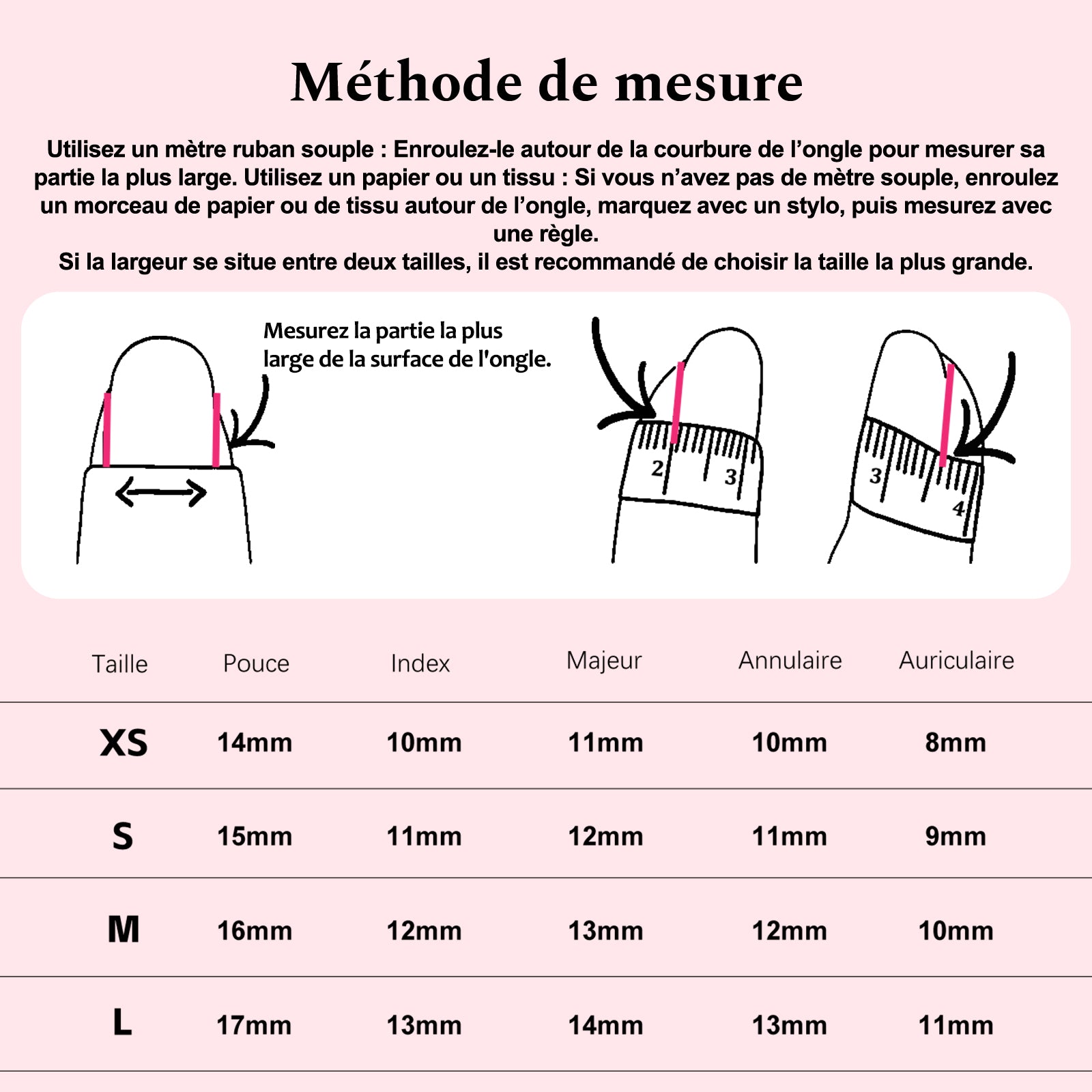Press on Nails standard size chart--Siva Nail Handmade with care