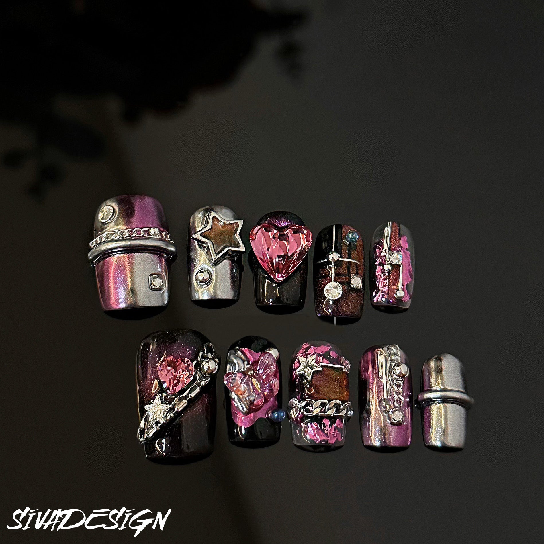 Siva Nail, Punk Princess, ongles autocollants faits main, chic et audacieux