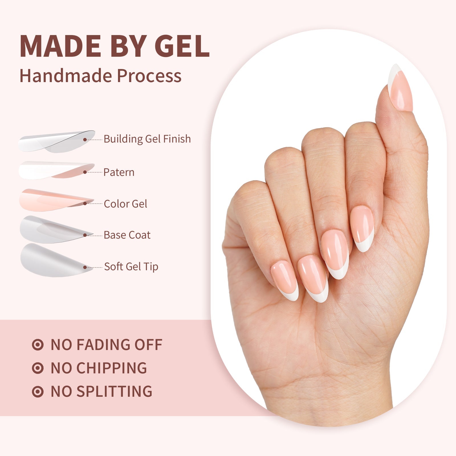 Siva Nail, voile de soie, 32 pièces à presser sur les ongles French Tip