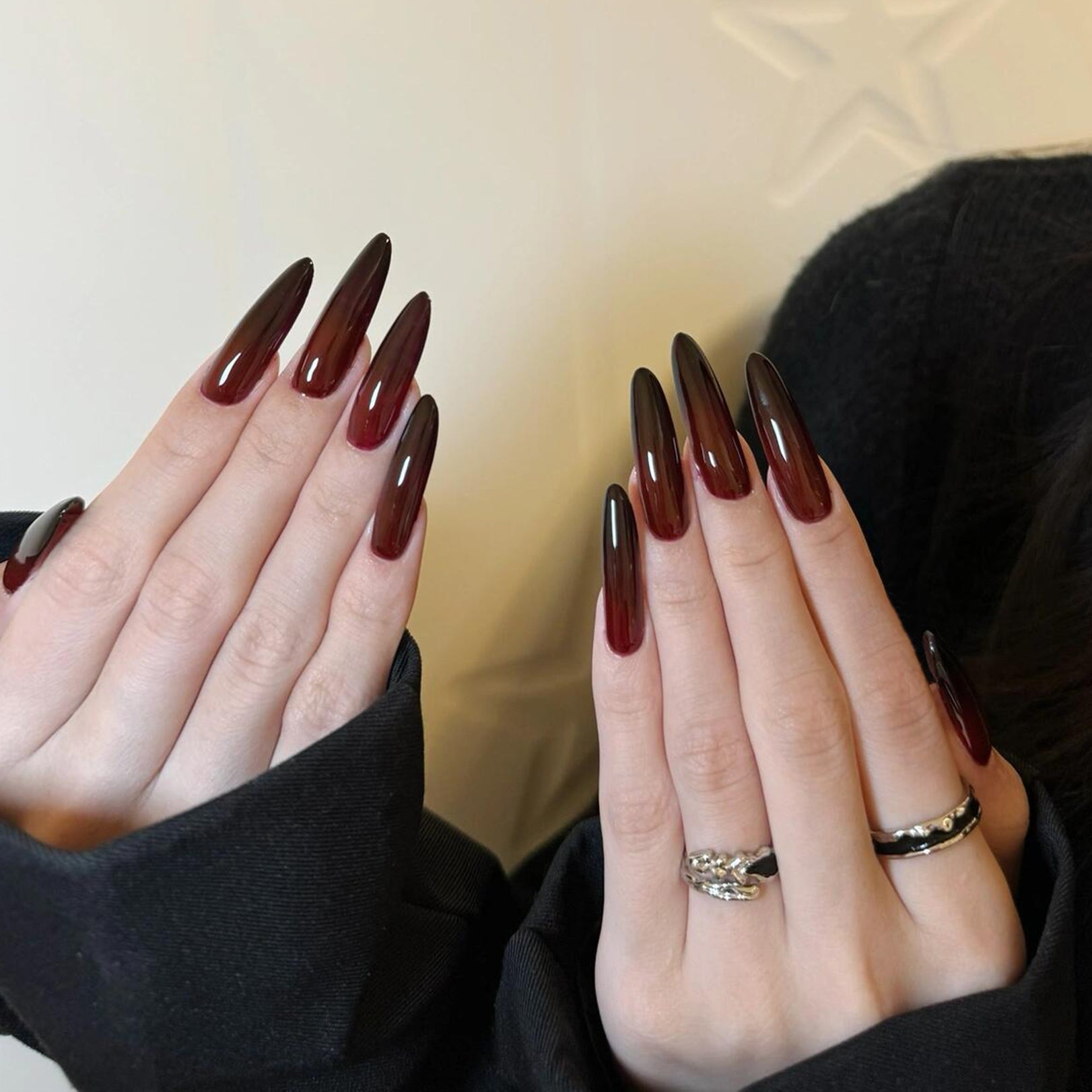 Siva Nail, Fade (Rouge), Simple Winter Ombre, Ongles à coller faits main