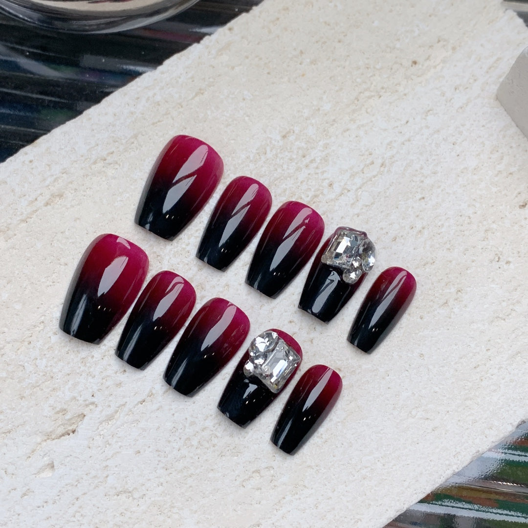 Siva Nail, Garnet Glamour, Luxe Ombre, Ongles à coller faits main