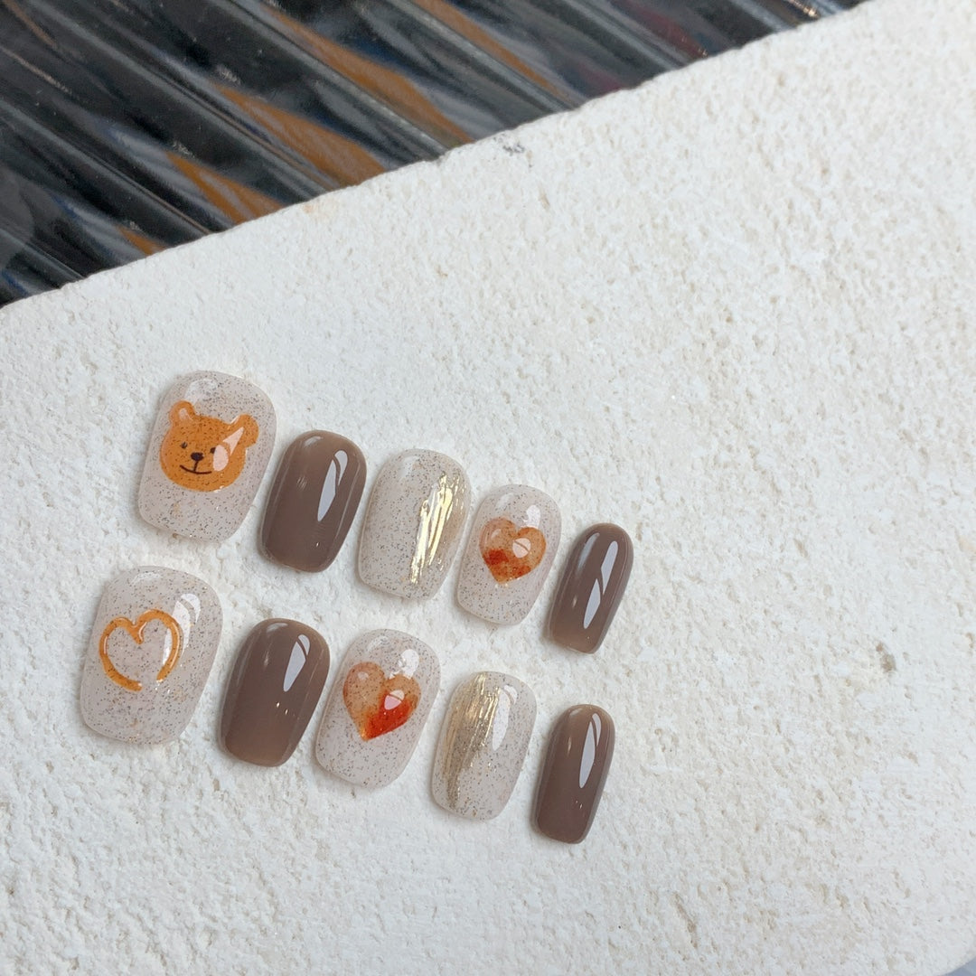 Siva Nail, Bear Playtime, Cozy Charm, Ongles à coller faits main